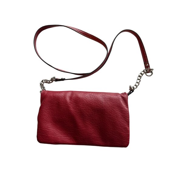 Nine West Red Faux Leather Crossbody Wristlet Chain Strap  Magnetic Snap Closure - Picture 4 of 7